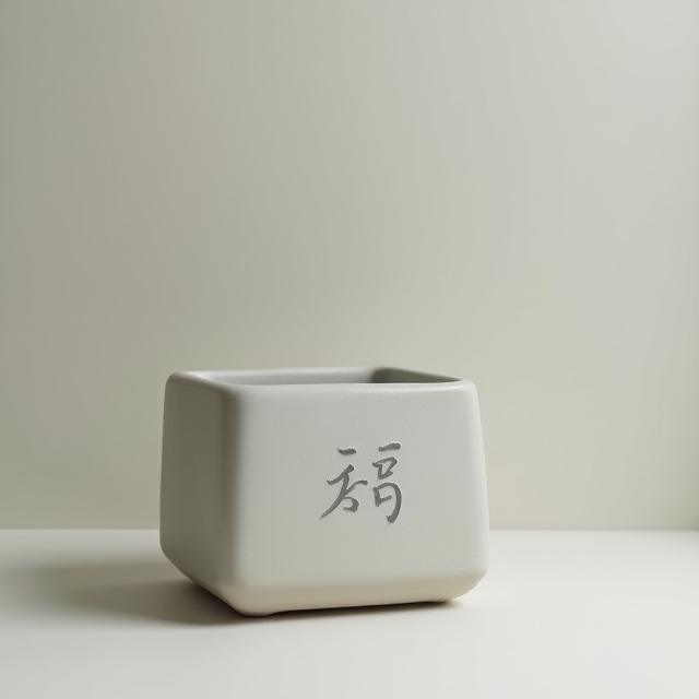 漢字「和」が刻まれたモダンな質感の鉢