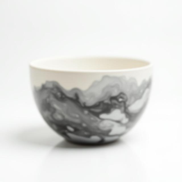 墨流し模様が施された優美な陶器の鉢