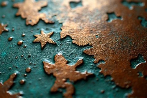 銅の表面のエイジングされたテクスチャのクローズアップ