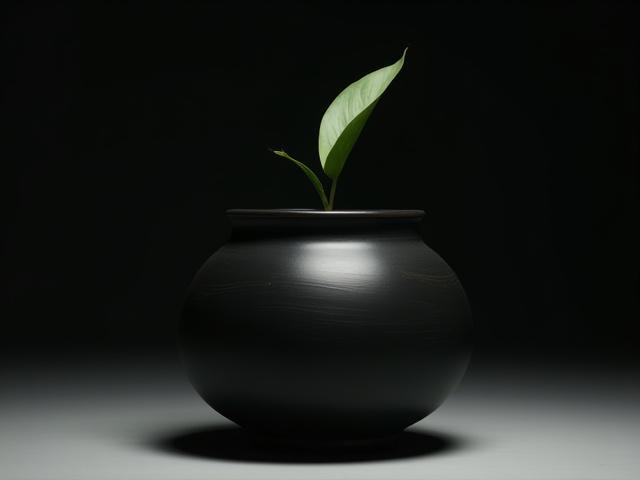 瀬戸焼のマットな黒のフラワーポット