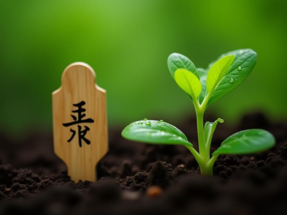 漢字を刻んだ植物マーカー